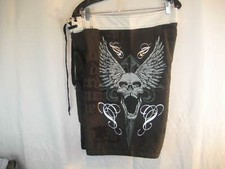 Mens Blue Sol Black/White Poly Swim Board Shorts sz 34x11