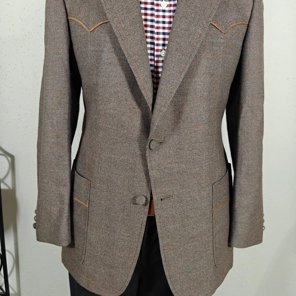 Abrigo Blazer Deportivo Prestige West Para Hombre Dos Botones Marrón Mezcla de Poliéster Talla Aproximadamente 41R Foto 3 de 4