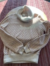 VTG 80s Miss Kalico California Small Striped Rockabilly Top Pinup EUC White Red