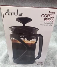 NIB Black PRIMULA Tempo Coffee French Press 6-Cup BPA Free Easy to Use