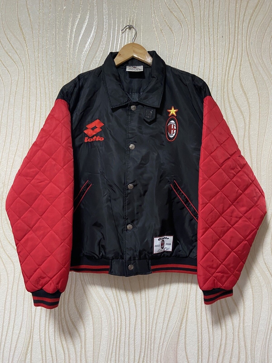 MILAN 90s FOOTBALL SOCCER BOMBER QUILTED JACKET LOTTO sz L MILAN 90s FOOTBALL SOCCER BOMBER QUILTED JACKET LOTTO sz L
