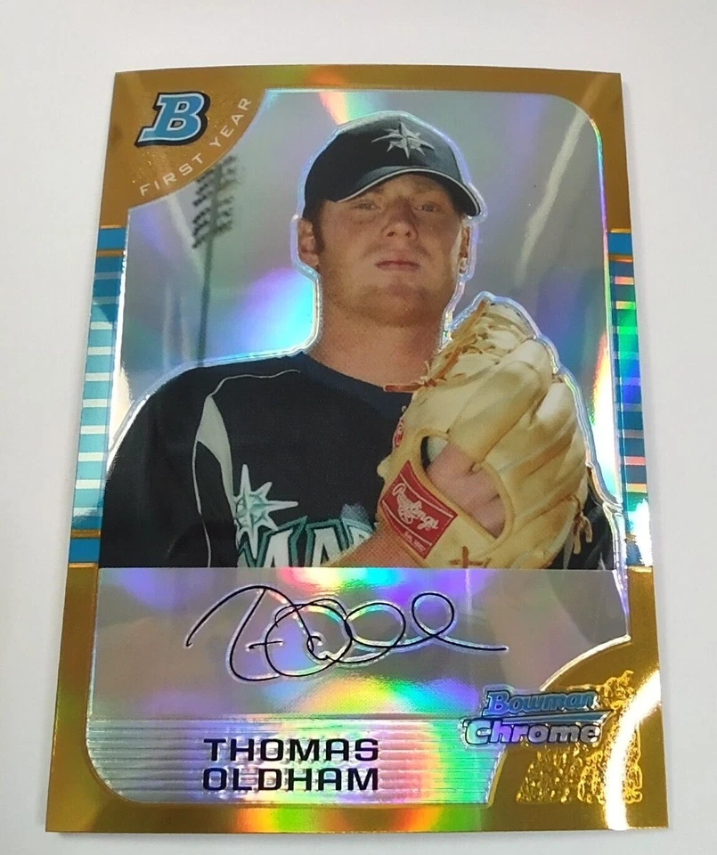 2005 Bowman Chrome First Year Gold Refractor #210 Thomas Oldham RC 25/50 - Image 3 of 4