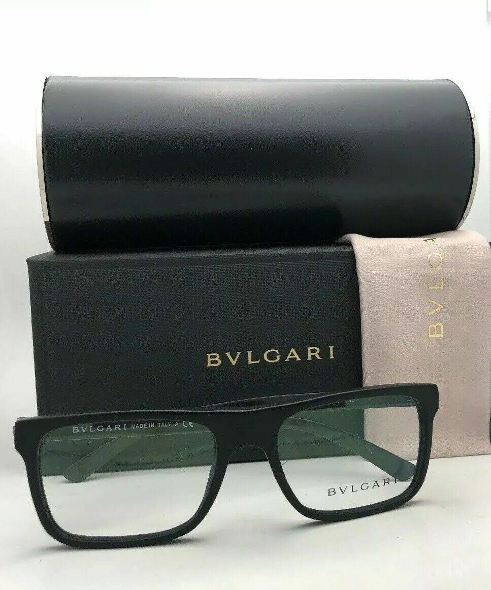 New BVLGARI Eyeglasses 3028 5313 53-17 140 Matte Black with Carbon