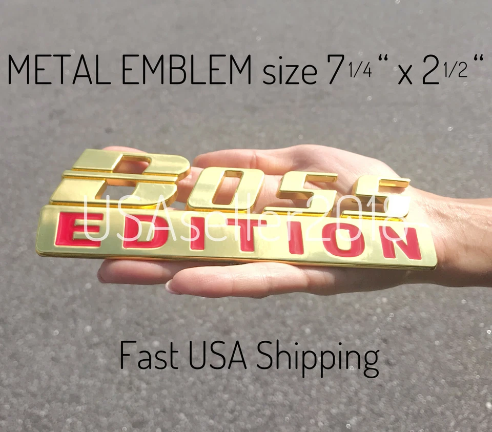 Metal DORADO EDICIÓN BOSS Logo Lado Trasero SUV Coche Barco Camión Emblema Se Adapta a Todos los Coches Foto 2 de 4