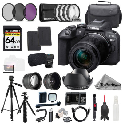 Canon EOS R10 with 18-150mm Lens + Mic +64GB+ 9 PC Filter-MEGA Kit