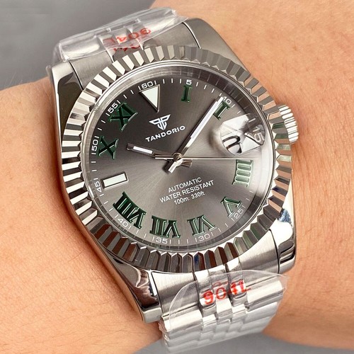 Tandorio Nuovo NH35 Orologio Romano Quadrante Zaffiro 39mm 200m Impermeabile Orologi Uomo - Foto 5 di 10