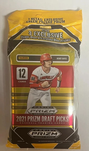 2021 Panini Prizm Draft Picks Baseball Cello Fat Hanger Pack Carolina Blue Hyper