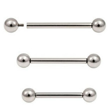 3 pc 14G Internally Threaded Surgical Steel Ball Tongue Barbell NippleRings Ring