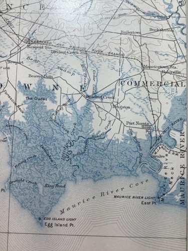 1905 USGS map of Vineland, Bridgeton,Greenwich, NJ land & sea east of Dover, DE - Picture 3 of 12
