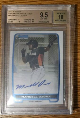 Marcell Ozuna 2012 Bowman Chrome Prospect On Card Auto 10 Beckett 9.5