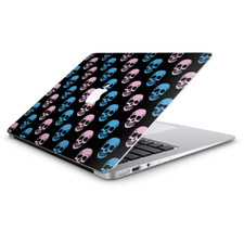 Skin Decal Wrap for Macbook Air 13 Inch 13" - pink blue skulls black background
