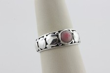 Vintage Sterling Silver 925 Pink Agate Progressive Dot Design Ring - Size 7.5