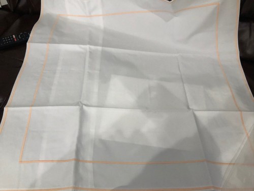 $178 Matouk Italy New 1pc Euro Sham 100% Percale 500TC Cotton White/Peach - Picture 2 of 6