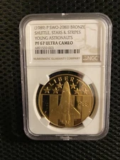 1989 P Young Astronauts Bronze Medal Space Shuttle PCGS PF67 UCAM
