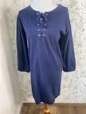 J.Crew Dress Women Size Small Lace Up Balloon Sleeve Navy Blue Casual  