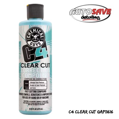 Chemical Guys - C4 Clear Cut Correction Compound - Fast Cut - Removes Swirls