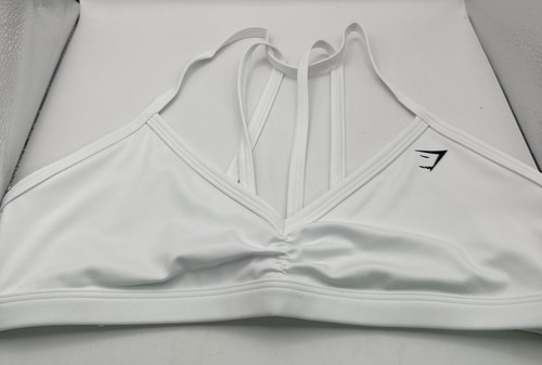 Sujetador deportivo mínimo acanalado Gymshark para mujer. Blanco. Grande nuevo con etiquetas