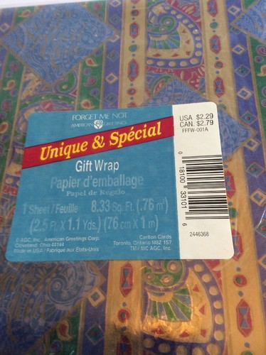 Vtg Forget Me Not American Greetings Fathers Day Gift Wrap Paper Ornate Paisley - Picture 2 of 4