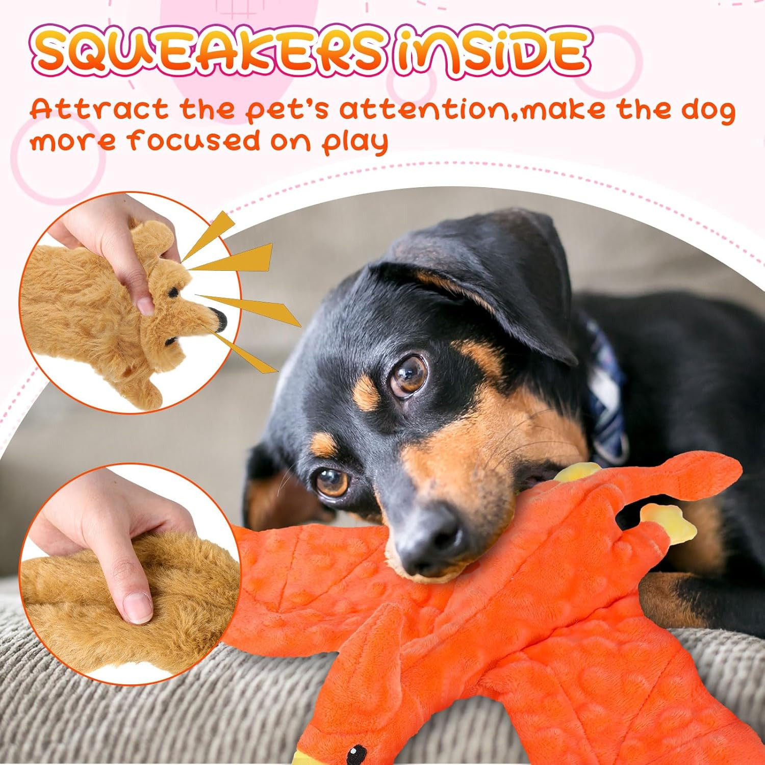 20 Pcs Squeaky Dog Toys for Aggressive Chewers - Plush Teething Toys