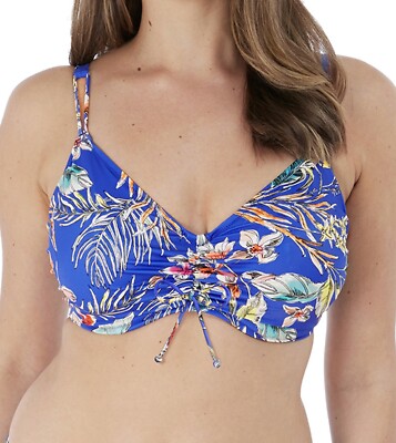 Fantasie Burano Bralette Bikini Oberteil Blau Blumen 36D Bügel Gerafft 7021 Neu