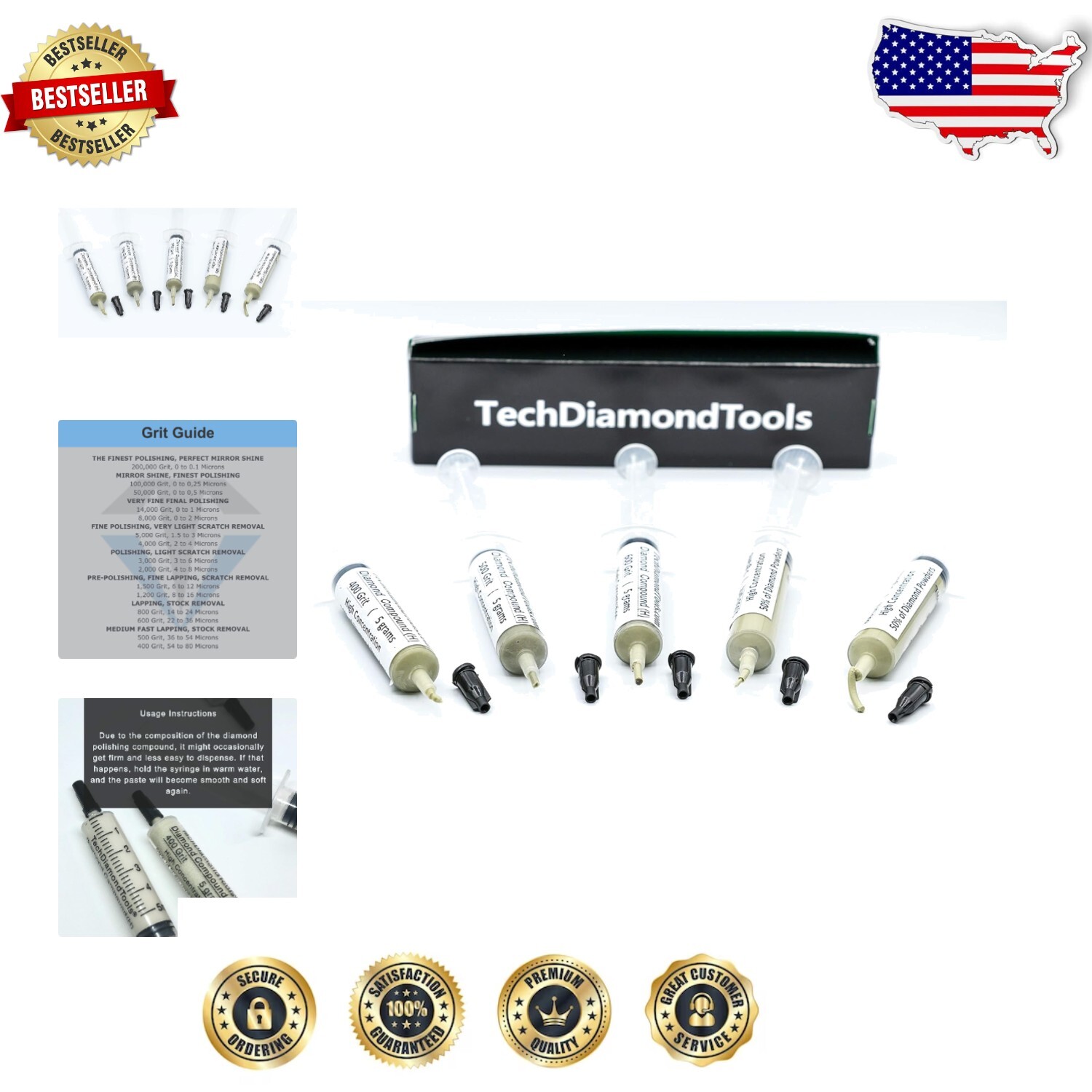 Diamond Polishing Compound Set - Professional Quality for Rock Glass & Metal