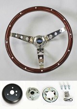 Ford Bronco Ranchero F100 Wood Steering Wheel With Rivets 15 High Gloss Finish