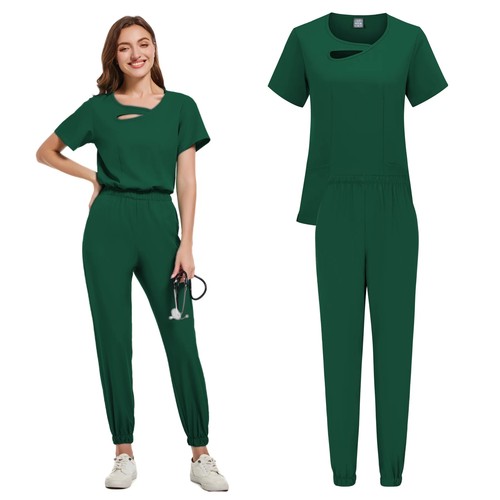 Scrubs Set Medical Uniforms Stretch Scrub Tops with Pocket Pants Nurse Workwear - 第 26/27 張圖片