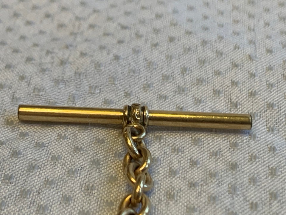 Vtg Gold Filled Pocket Watch Fob Vest Chain 13" Fashion Jewelry Curb