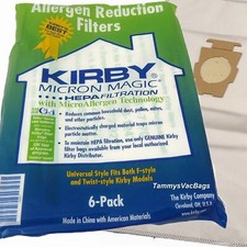 For KIRBY VACUUM BAGS:6 Sentria UNIVERSAL F Style MICRON MAGIC Hepa White Cloth