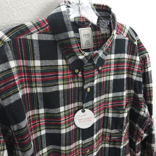 Chaps Men's Large Double Brushed flannel laid shirt 100 Red plaid
