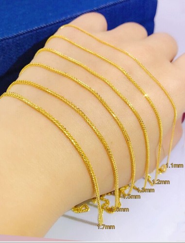 Pure 18K Yellow Gold Au750 Round Wheat Link Chain Necklace Women Men 40cm/15.7in - Picture 5 of 5