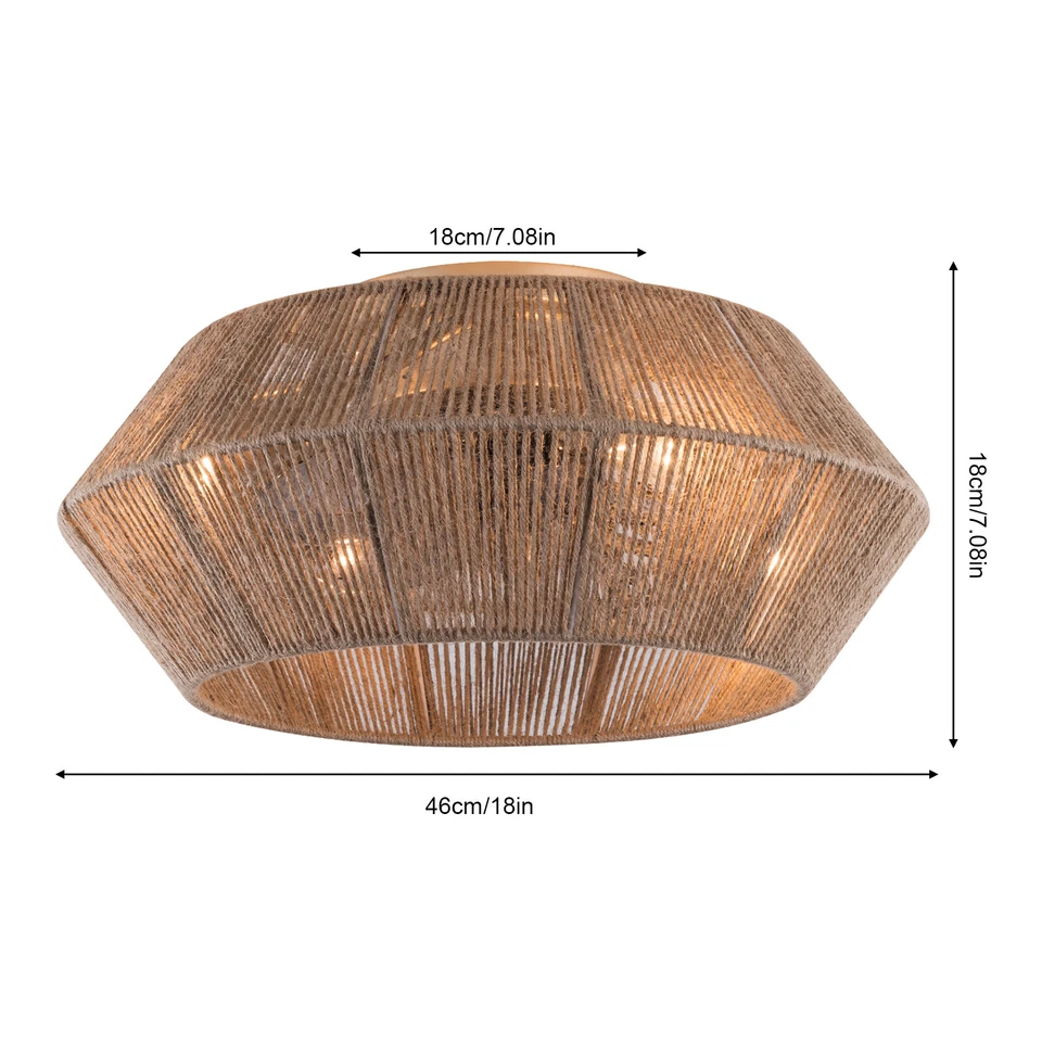 Boho Ceiling Fan Rattan Caged Flush Mount Fan Light +Remote Control Ceiling Fan - Image 2 of 4