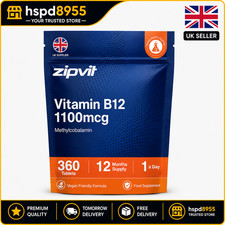 Vitamin B12 Tablets 1100mcg - High Strength- Vegan -12 Months Supply - Eco Pouch