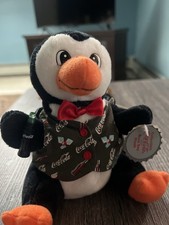 Coca-Cola Collectible Bean Bag Plush Penguin Soda Theme Black White Orange Red