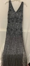 Pisarro Nights Beaded Mesh Column Gown,