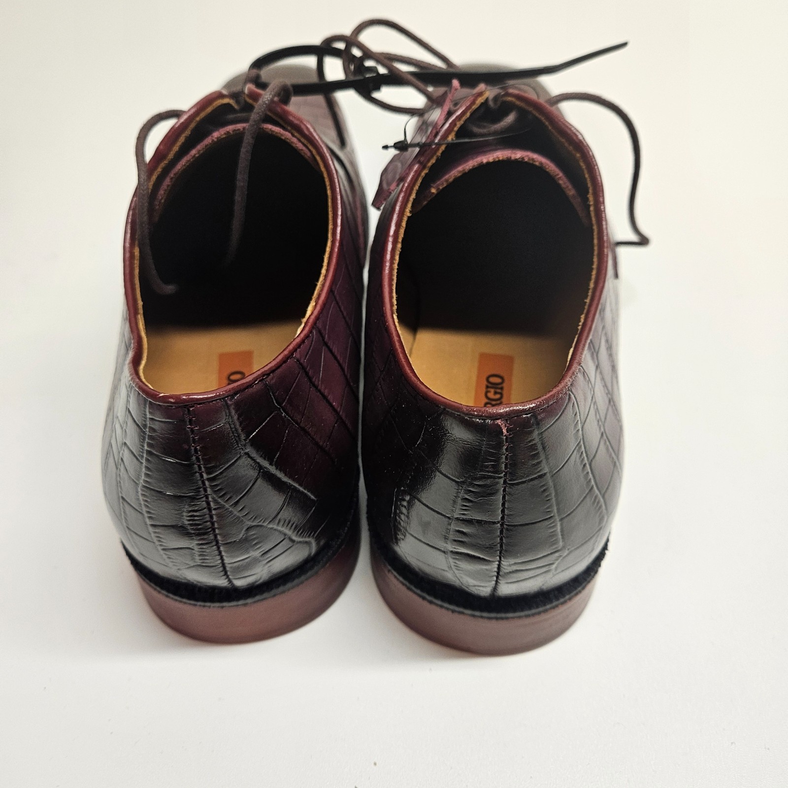Giorgio Leather Croc Effect Shoes UK 9.5 EU 44 Maroon Smart Formal Lace Up image 6