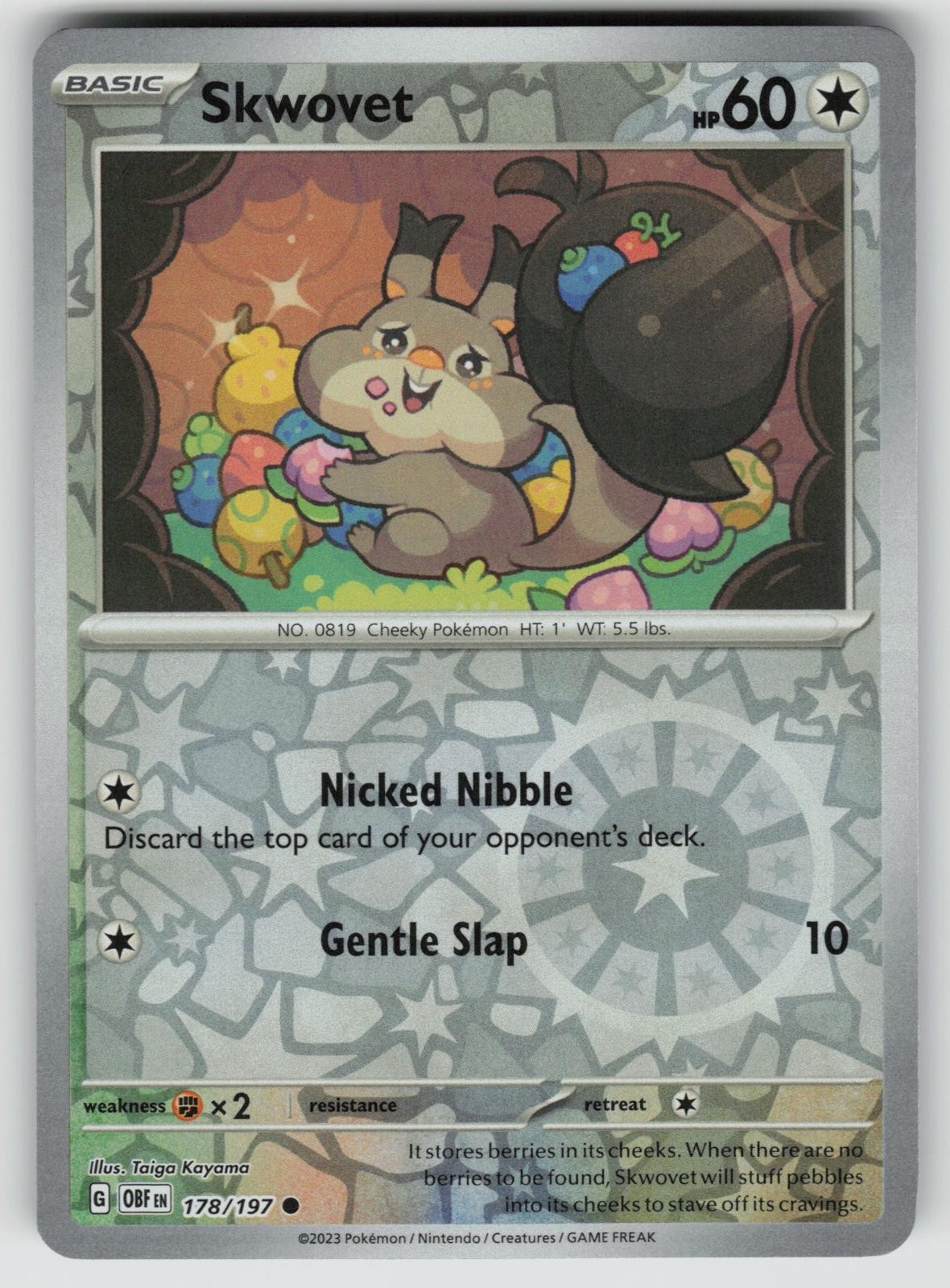 Skwovet 178/197 Common Obsidian Flames Pokemon Reverse Holo Near Mint