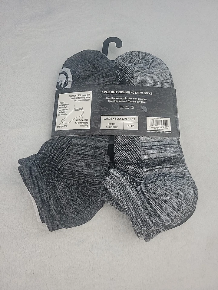 ECKO UNLTD. Calcetines 1/2 Cojín Crew Hombre 6 Pares Zapato Talla 6-12 Negro Blanco Gris Foto 2 de 2