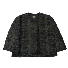 Vintage 90s GHQ Black Mohair Blend Stripe Men's Medium Kurt Cobain Made in USA