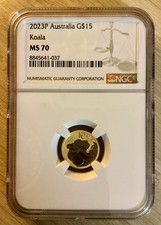 2023 P  $15 Dollar Australian Gold Koala, 1/10 Oz .9999 RP 25k Minted!