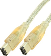 3ft 6 Pin to 6 Pin Firewire 400 / 1394 / iLink Cable Silver w/WHITE LED