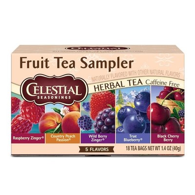 Celestial Seasonings Fruit Tea Sampler Herbal Tea Variety Pack,18 Tea Bags