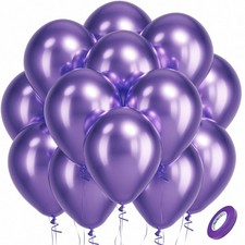 Latex Metallic Purple Party Balloons 100 Pack 12 inch