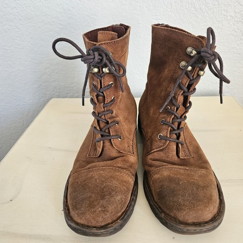 Born Boots Womens 8.5 M Kelisa Brown Suede Combat Cap Toe Zip Lace Up Casual - Picture 5 of 14