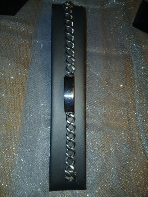 Sterling Silver 48.8 gram Identification Plate Bracelet  8''  11mm