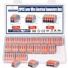 20 PCS Lever Wire Electrical Connectors Nuts Assortment Kit with 28-12 AWG,