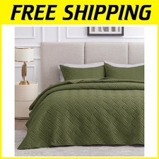 Olive Green California King Quilt Bedding Set - 3 Piece