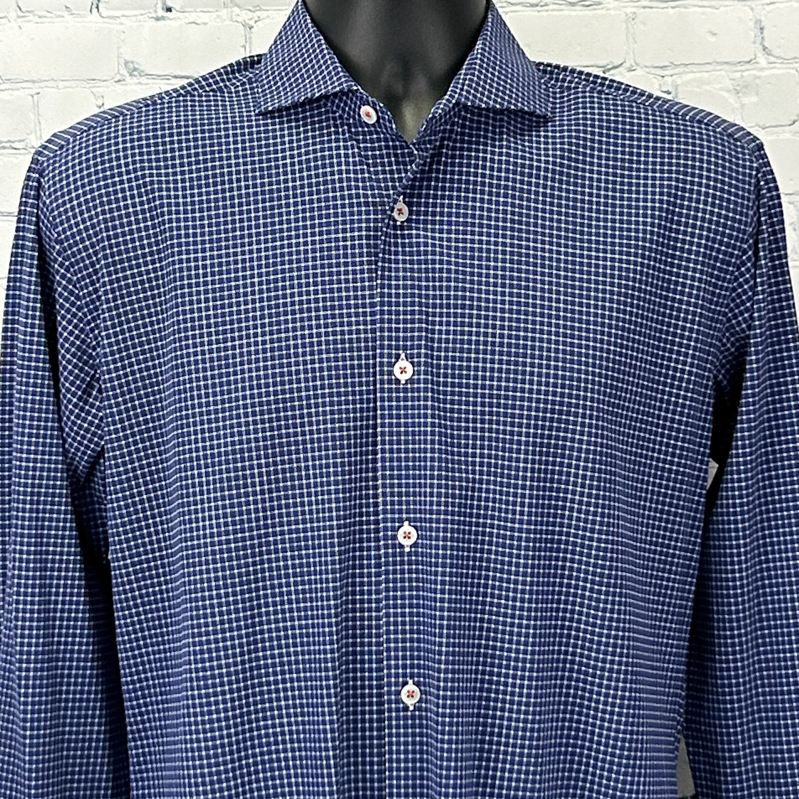 Maceoo Einstein Micro Check Button Front Shirt Bl… - image 1