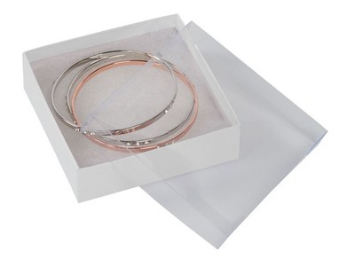 SSWBasics Cotton Filled Jewelry Boxes White Vu-Top - 3½  x 3½  x 1'' (Case