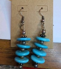 Turquoise Colored Dangle Pierced Earrings